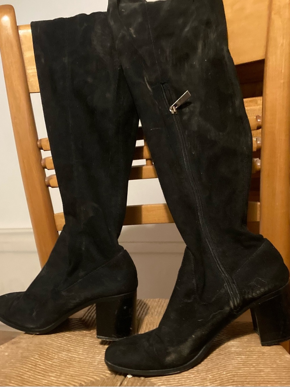 Zara Black Over-the-Knee Block Heel Boots